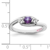 Survivor Collection Sterling Silver Rhodium-plated White and Purple Topaz Sue Ring view 2