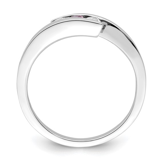 Survivor Collection 10K White Gold Rhodium-plated White and Pink Topaz Circle of Strength Ring