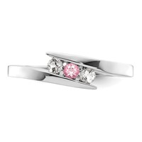 Survivor Collection 10K White Gold Rhodium-plated White and Pink Topaz Circle of Strength Ring view 4