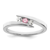 Survivor Collection 10K White Gold Rhodium-plated White and Pink Topaz Circle of Strength Ring view 1