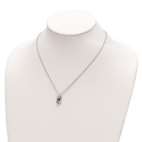 Survivor Collection 10K White Gold Rhodium-plated White and Purple Swarovski Topaz Pillar of Strength Necklace with 2 Inch Extender, 16" view 3