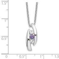 Survivor Collection 10K White Gold Rhodium-plated White and Purple Swarovski Topaz Pillar of Strength Necklace with 2 Inch Extender, 16" view 2