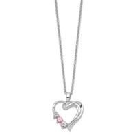 Survivor Collection 10K White Gold Rhodium-plated Clear Pink Topaz Heart of Healing Necklace view 2