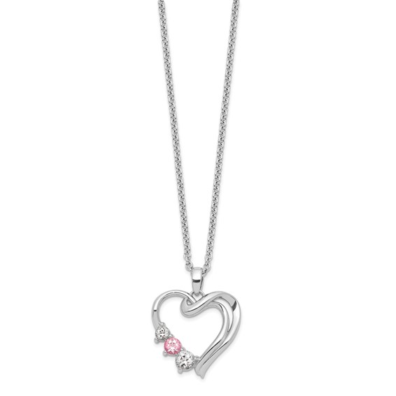 Survivor Collection 10K White Gold Rhodium-plated Clear Pink Topaz Heart of Healing Necklace