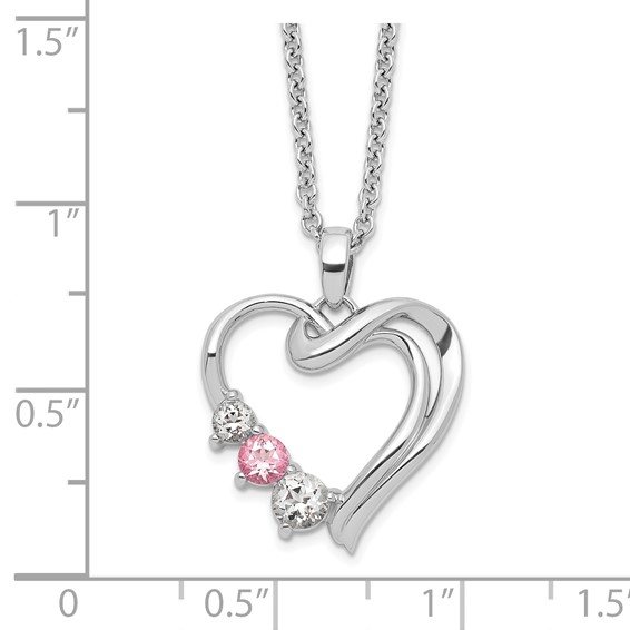 Survivor Collection 10K White Gold Rhodium-plated Clear Pink Topaz Heart of Healing Necklace