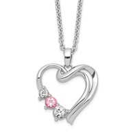 Survivor Collection 10K White Gold Rhodium-plated Clear Pink Topaz Heart of Healing Necklace view 1