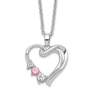 Survivor Collection 10K White Gold Rhodium-plated Clear Pink Topaz Heart of Healing Necklace