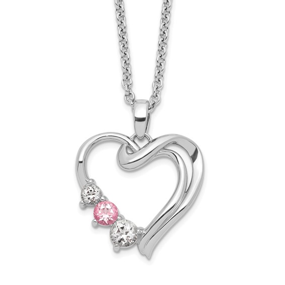Survivor Collection 10K White Gold Rhodium-plated Clear Pink Topaz Heart of Healing Necklace