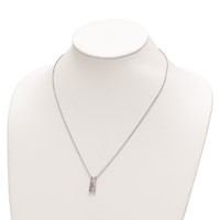 Survivor Collection 10K White Gold Rhodium-plated White and Pink Topaz Grateful Necklace with 2 Inch Extender, 16" view 3