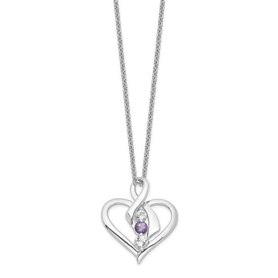 Survivor Collection 10K White Gold Rhodium-plated Clear Purple Topaz Heather Necklace