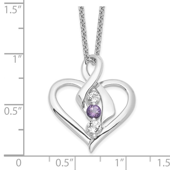 Survivor Collection 10K White Gold Rhodium-plated Clear Purple Topaz Heather Necklace