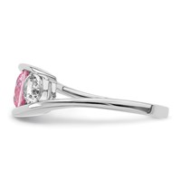 Survivor Collection Sterling Silver Rhodium-plated White and Pink Topaz Journey Ring view 2