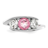 Survivor Collection Sterling Silver Rhodium-plated White and Pink Topaz Journey Ring view 4