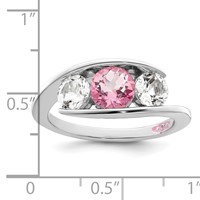 Survivor Collection Sterling Silver Rhodium-plated White and Pink Topaz Journey Ring view 5