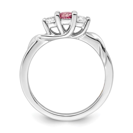 Survivor Collection Sterling Silver Rhodium-plated White and Pink Topaz Joanna Ring