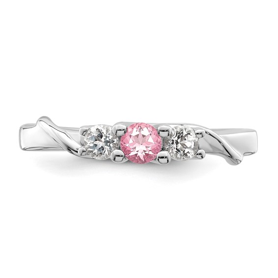 Survivor Collection Sterling Silver Rhodium-plated White and Pink Topaz Joanna Ring
