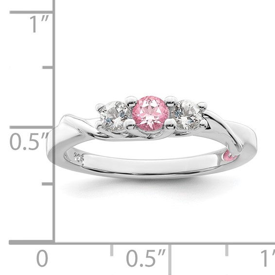 Survivor Collection Sterling Silver Rhodium-plated White and Pink Topaz Joanna Ring