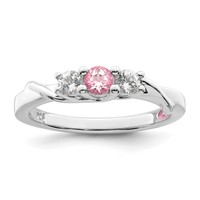 Survivor Collection 10K White Gold Rhodium-plated White and Pink Topaz Joanna Ring view 1