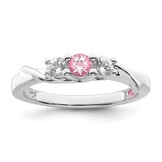 Survivor Collection Sterling Silver Rhodium-plated White and Pink Topaz Joanna Ring