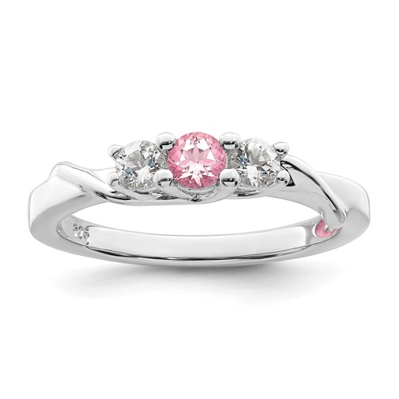 Survivor Collection Sterling Silver Rhodium-plated White and Pink Topaz Joanna Ring