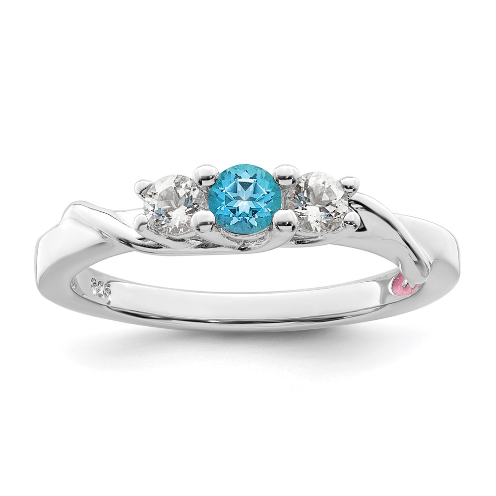 Survivor Collection Sterling Silver Rhodium-plated White and Blue Topaz Joanna Ring