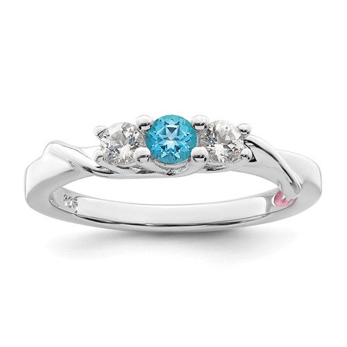 Survivor Collection Sterling Silver Rhodium-plated White and Blue Topaz Joanna Ring