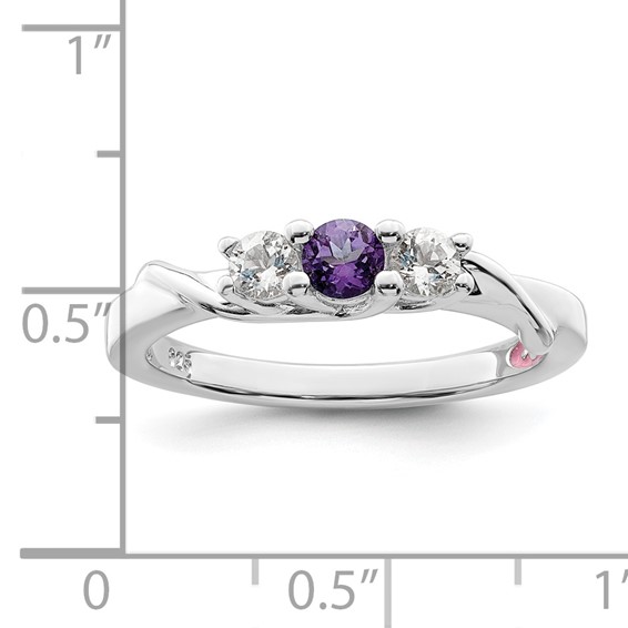 Survivor Collection Sterling Silver Rhodium-plated White and Purple Topaz Joanna Ring
