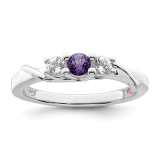 Survivor Collection Sterling Silver Rhodium-plated White and Purple Topaz Joanna Ring