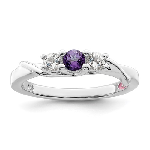 Survivor Collection Sterling Silver Rhodium-plated White and Purple Topaz Joanna Ring