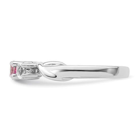 Survivor Collection 10K White Gold Rhodium-plated White and Pink Swarovski Topaz Joanna Ring