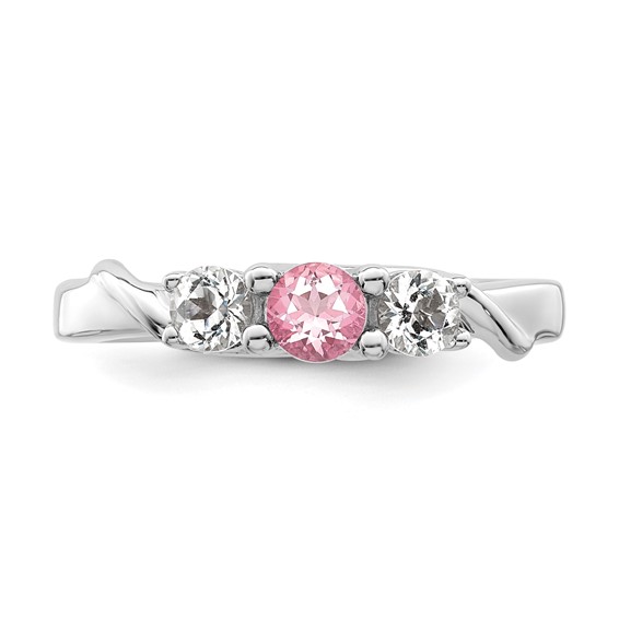 Survivor Collection 10K White Gold Rhodium-plated White and Pink Swarovski Topaz Joanna Ring