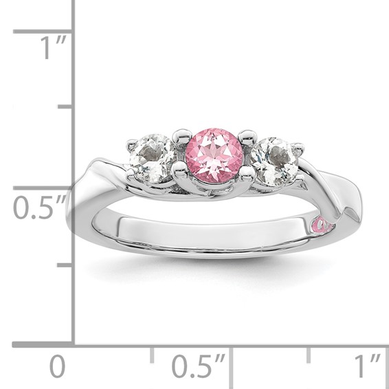 Survivor Collection 10K White Gold Rhodium-plated White and Pink Swarovski Topaz Joanna Ring