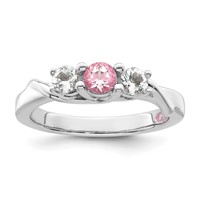 Survivor Collection Sterling Silver Rhodium-plated White and Pink Topaz Joanna Ring view 1