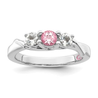 Survivor Collection 10K White Gold Rhodium-plated White and Pink Swarovski Topaz Joanna Ring