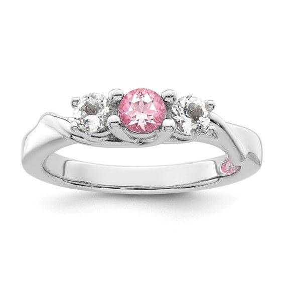 Survivor Collection 10K White Gold Rhodium-plated White and Pink Swarovski Topaz Joanna Ring