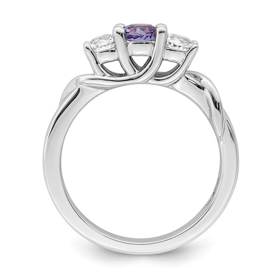 Survivor Collection Sterling Silver Rhodium-plated White and Purple Topaz Joanna Ring