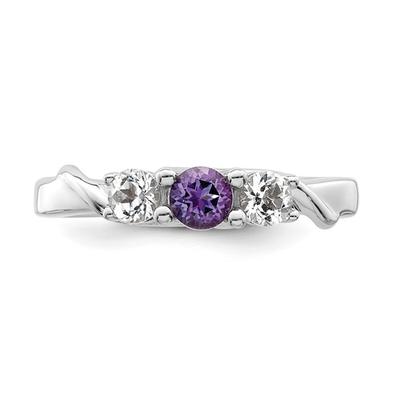 Survivor Collection Sterling Silver Rhodium-plated White and Purple Topaz Joanna Ring