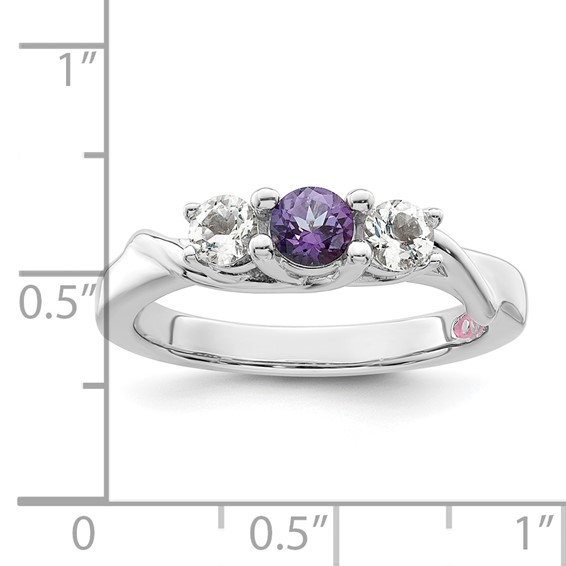 Survivor Collection Sterling Silver Rhodium-plated White and Purple Topaz Joanna Ring