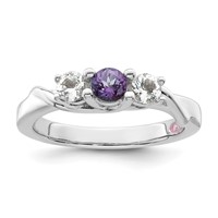 Survivor Collection Sterling Silver Rhodium-plated White and Purple Topaz Joanna Ring view 1