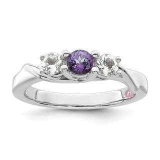 Survivor Collection Sterling Silver Rhodium-plated White and Purple Topaz Joanna Ring