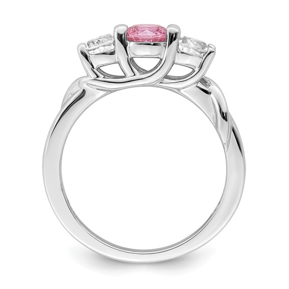 Survivor Collection Sterling Silver Rhodium-plated White and Pink Topaz Joanna Ring