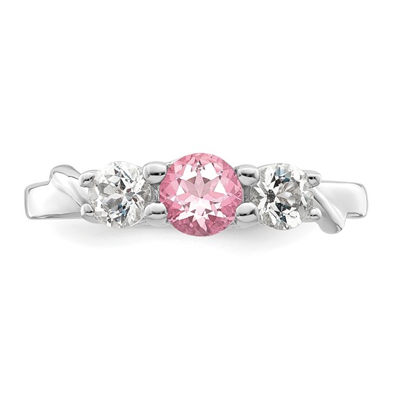 Survivor Collection Sterling Silver Rhodium-plated White and Pink Topaz Joanna Ring