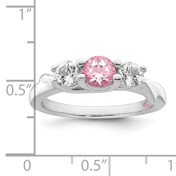 Survivor Collection Sterling Silver Rhodium-plated White and Pink Topaz Joanna Ring