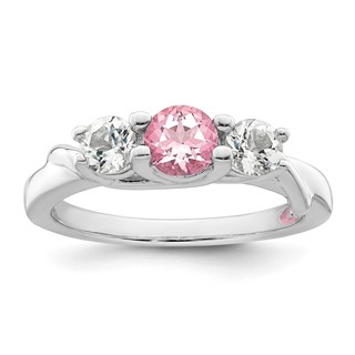 Survivor Collection Sterling Silver Rhodium-plated White and Pink Topaz Joanna Ring
