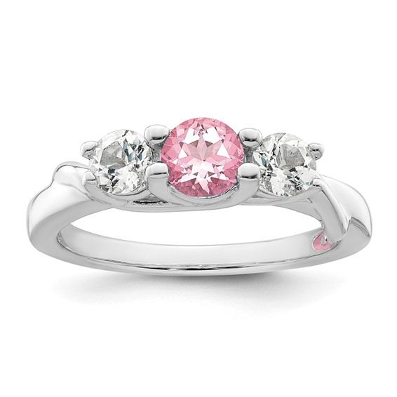 Survivor Collection Sterling Silver Rhodium-plated White and Pink Topaz Joanna Ring