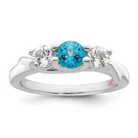 Survivor Collection Sterling Silver Rhodium-plated White and Blue Topaz Joanna Ring view 1