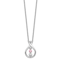 Survivor Collection 10K White Gold Rhodium-plated White and Pink Swarovski Topaz Runzi Necklace with 2 Inch Extender, 16" view 2