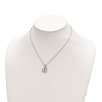 Survivor Collection 10K White Gold Rhodium-plated White and Pink Swarovski Topaz Runzi Necklace with 2 Inch Extender, 16" view 4