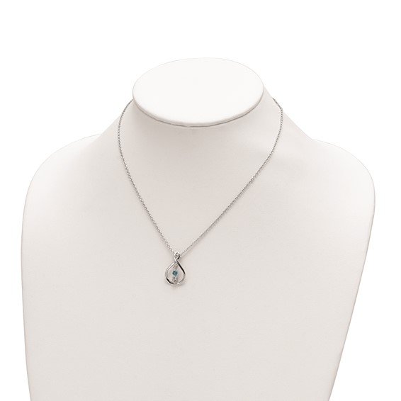 Survivor Collection 10K White Gold Rhodium-plated 16 Inch White and Pink Swarovski Topaz Runzi Necklace with 2 Inch Extender