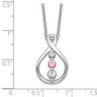 Survivor Collection 10K White Gold Rhodium-plated White and Pink Swarovski Topaz Runzi Necklace with 2 Inch Extender, 16" view 3
